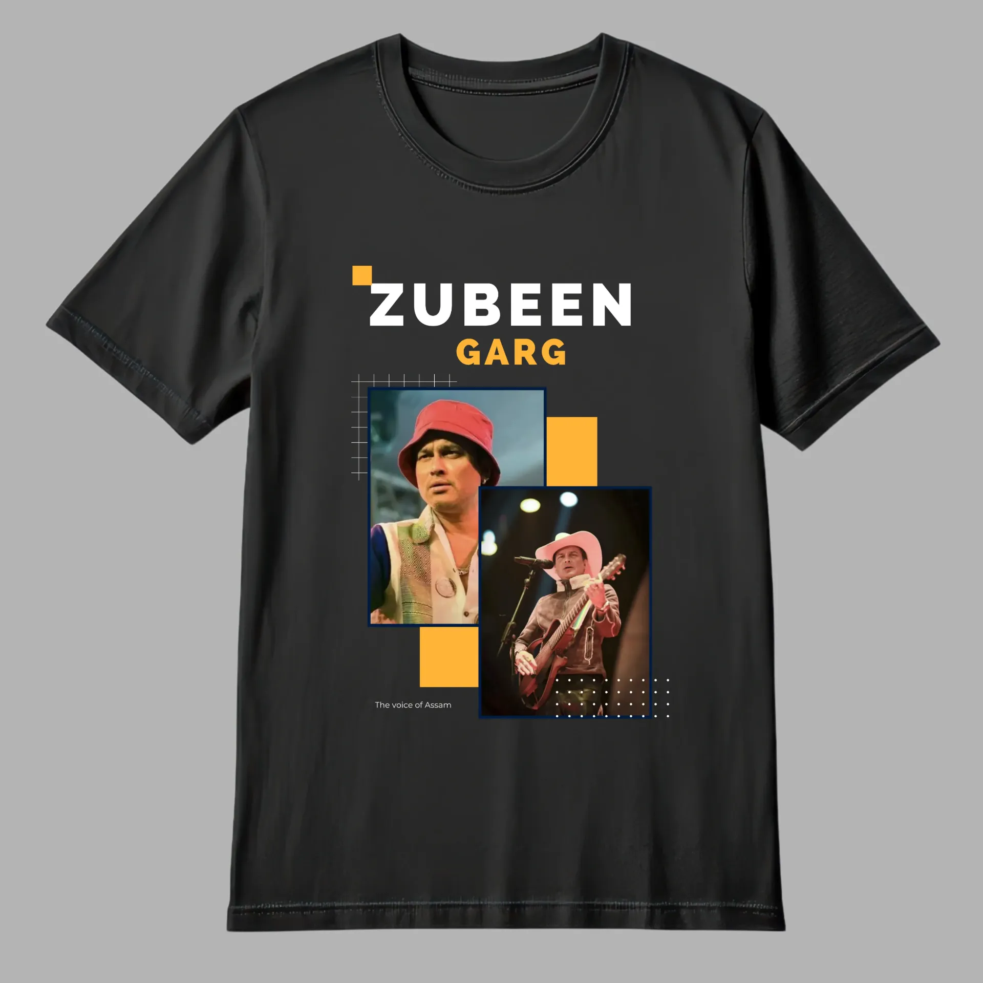 Men's Zubeen Print Cotton Regular Fit Black Tshirt (Small)