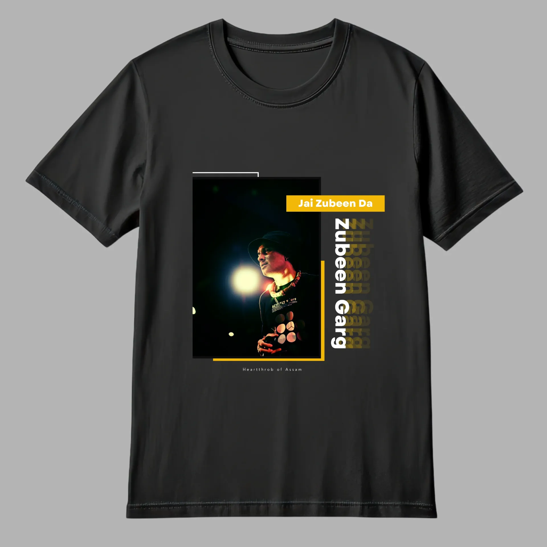 Men's Zubeen Print Cotton Regular Fit Black Tshirt (Small)