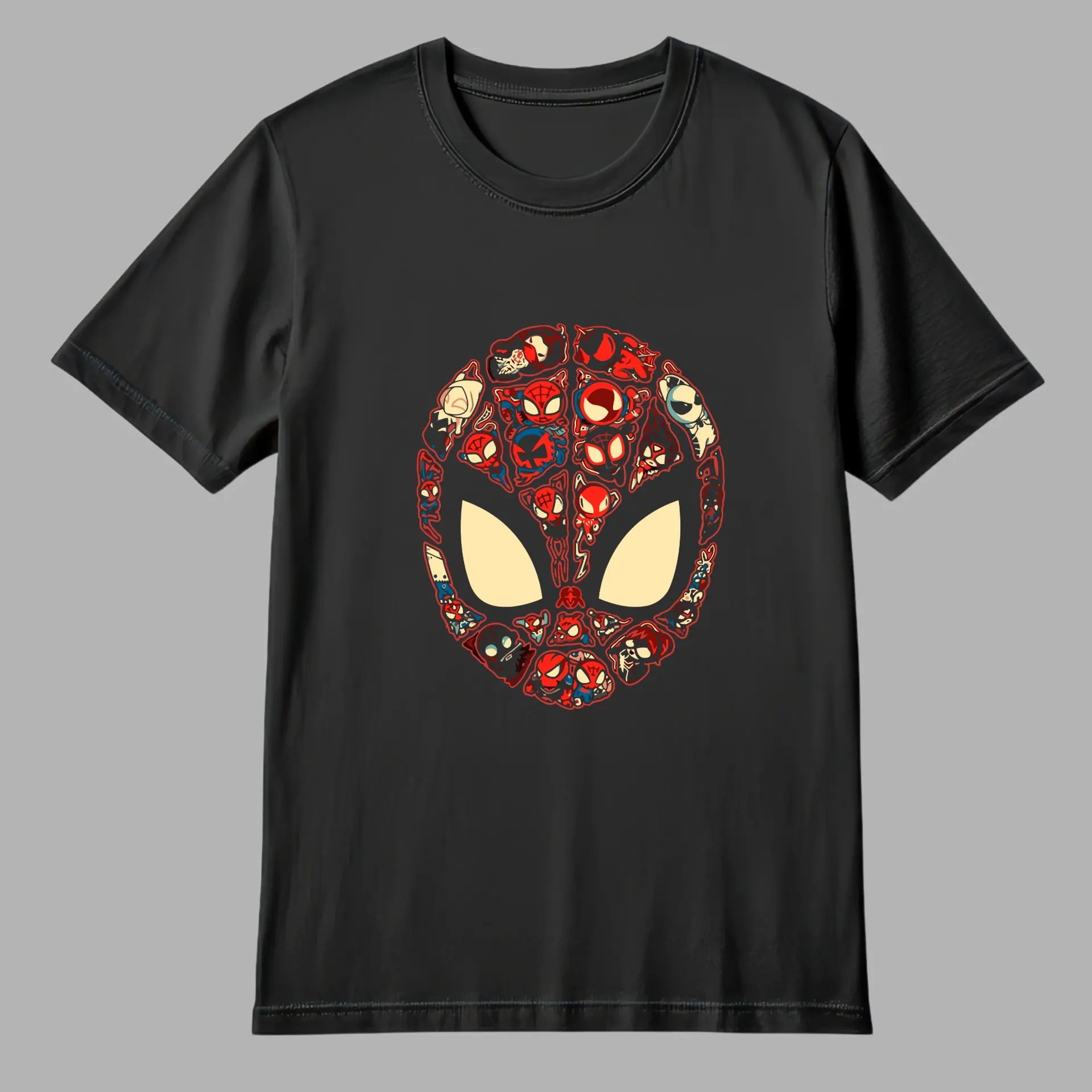 Men's Premium Cotton Spiderman Print Regular Fit Black T-Shirt